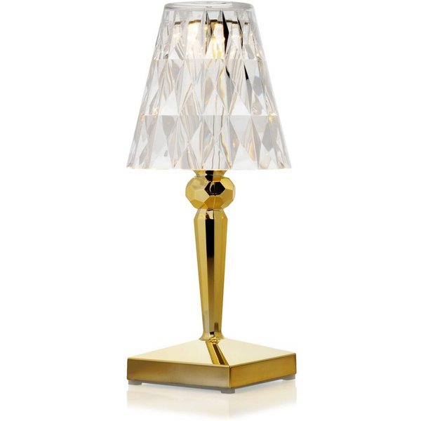 Kartell LED-Akku-Tischlampe Battery, 26 cm, goldfarben, IP54