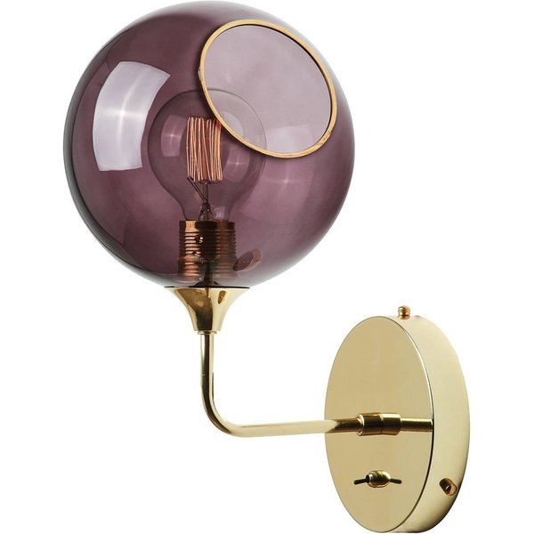 Wandleuchte Ballroom Short, lila/gold, Glas mundgeblasen