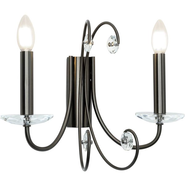 Wandlampe Ariane, nickelfarben, Breite 37,5 cm, Kristall