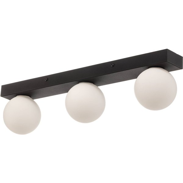 Bad-Deckenleuchte Mini, 3-flammig, schwarz, Glas/Metall