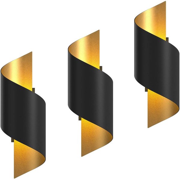 Lindby Wandlampe Desirio, 3er-Set, schwarz/gold, G9, Metall