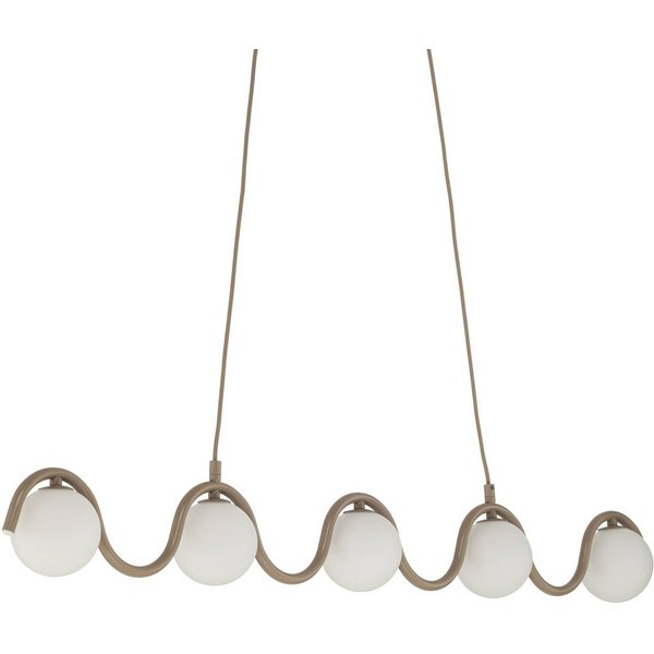 Hängeleuchte SINUS, beige, Länge 110 cm, 5-flg., Metall/Glas