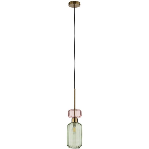 Hängeleuchte Molly, grün/gold, 1-flammig, Glas, Ø 12 cm