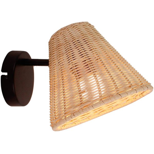 Lindby Wandleuchte Zyralia, holzfarben, Rattan, 19,5 cm hoch