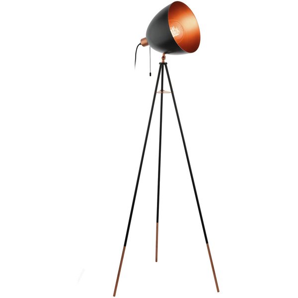 Stehlampe Chester, Höhe 135 cm, schwarz/kupferfarben, Stahl