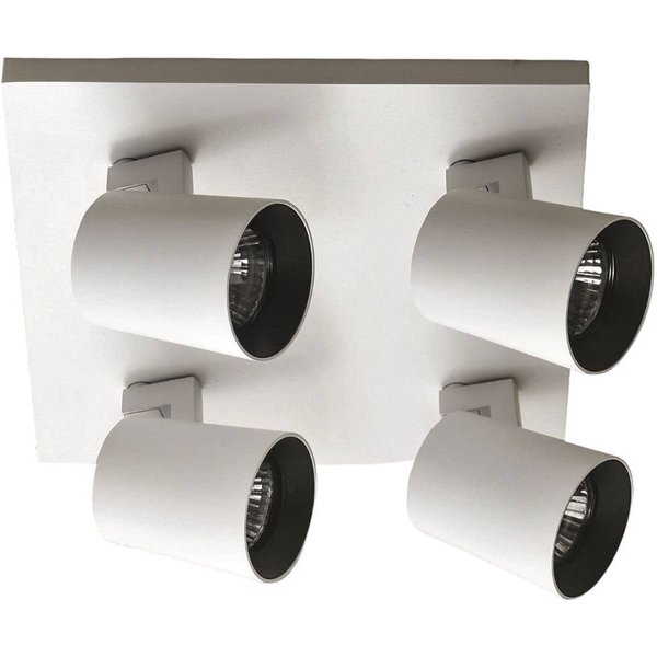 Spot Modo, 4-flammig, weiß, Zierringe, GU10, Aluminium