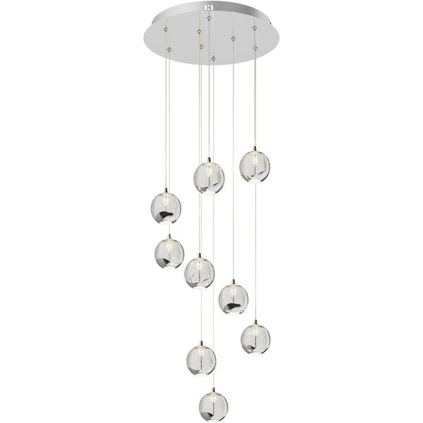 Lucande LED-Hängelampe Hayley, Ø 40 cm, 9-flg., chrom, Glas