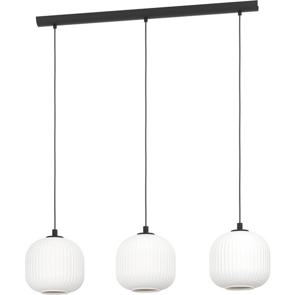 Hängeleuchte Mantunalle, Länge 120 cm, schwarz/weiß, 3-flg.