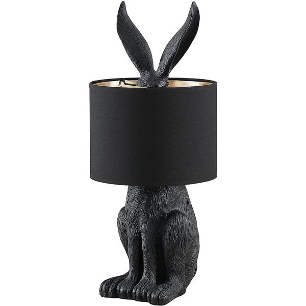 Lindby Tischlampe Lorentina, 56 cm, Hase, schwarz, Textil