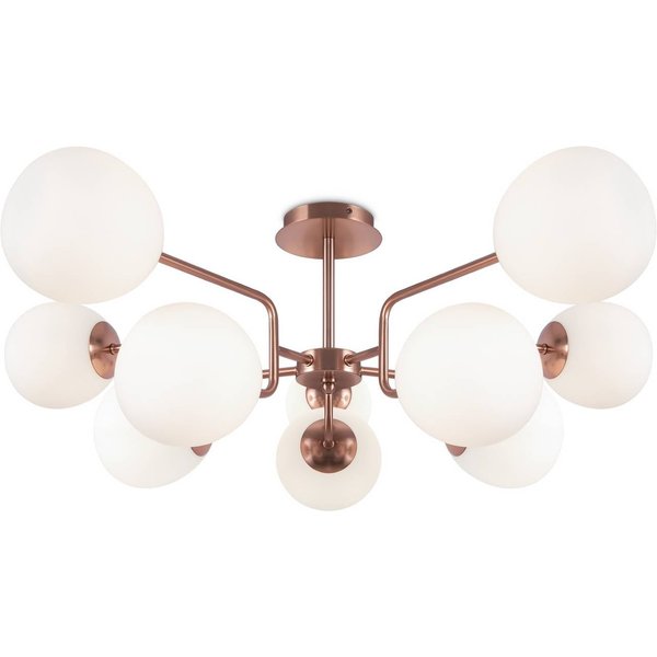 Maytoni Deckenlampe Erich, messing rosé, Glas/Metall 10-flg.