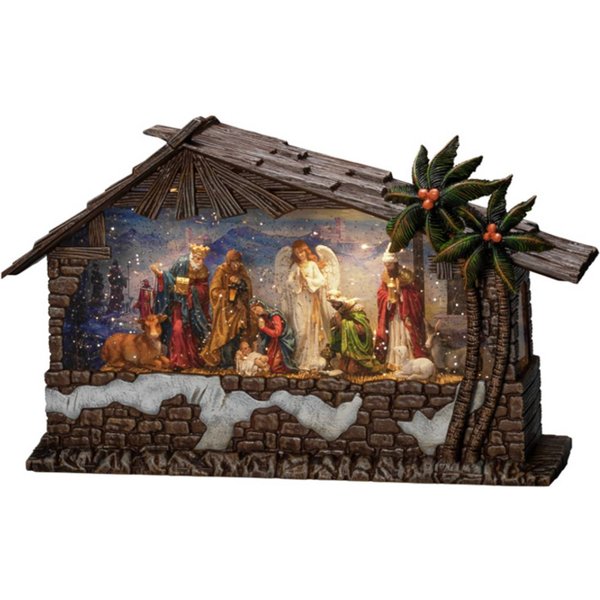 LED-Tischdeko Wasserlaterne Weihnachtskrippe