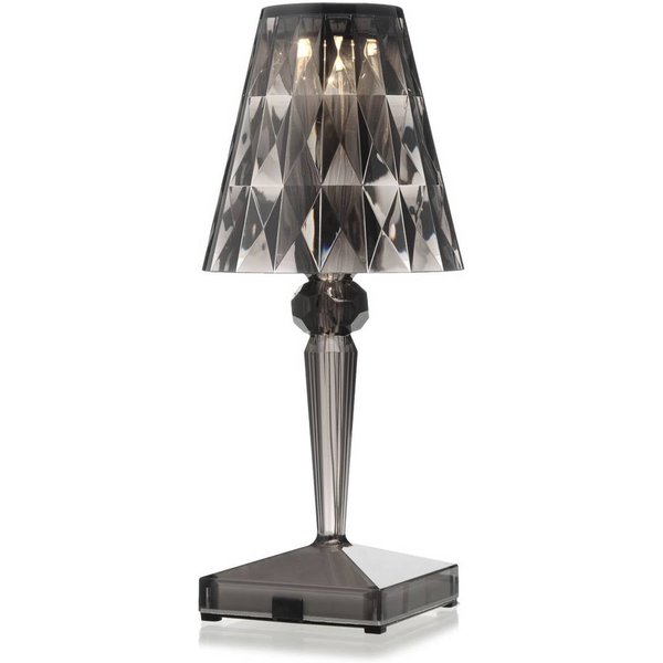 Kartell LED-Akku-Tischlampe Battery, 30 cm, rauchgrau, IP54