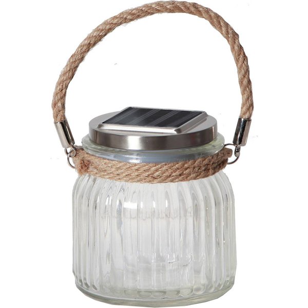 Solarbetriebene LED-Tischleuchte Jar aus Glas