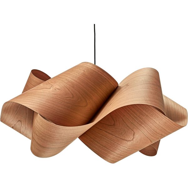 LZF Hängelampe Swirl, kirschholz-/nickelfarben, Ø 54 cm Holz