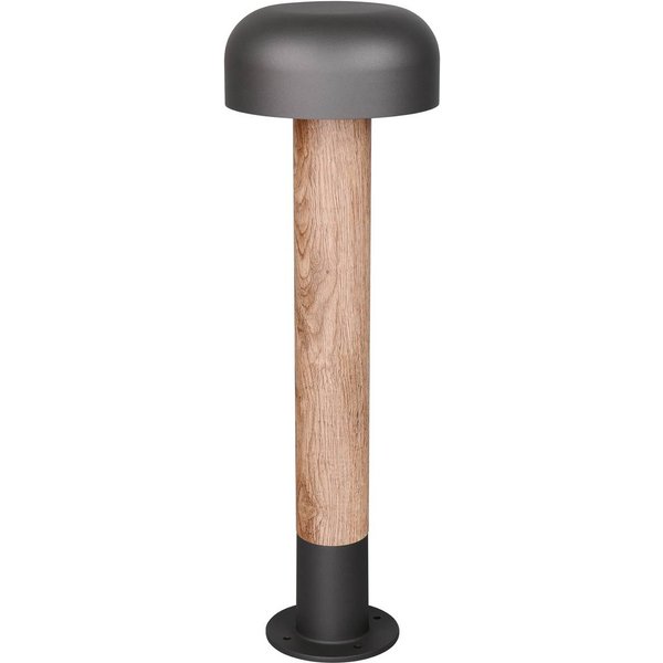 Wegeleuchte Fraser, grau/Holzoptik, Alu, IP54, Höhe 84,5 cm