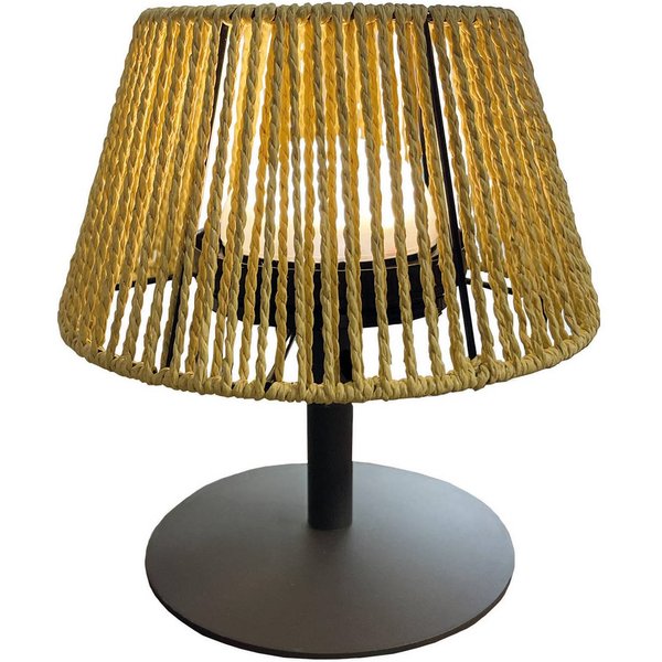 LED-Akku-Tischlampe Raffy anthrazit/hellbraun Höhe 22cm IP44