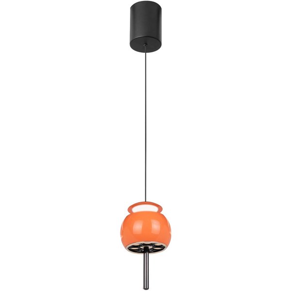 LED-Hängelampe Roller, orange, höhenverstellbar, Zugstange