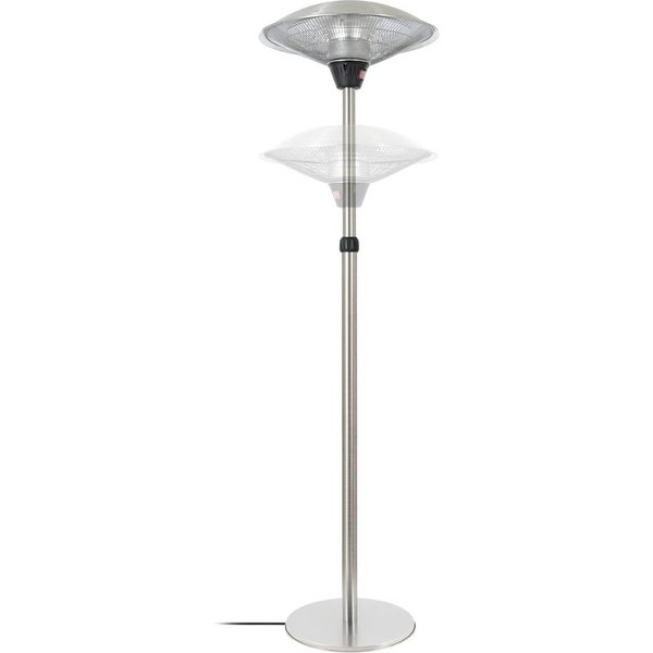 Lucande Stand-Heizstrahler Solfire, silber, 200 cm, IP44