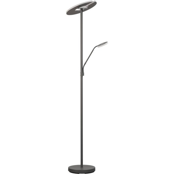 LED-Stehleuchte Dent, sandgrau, 180 cm, Metall, CCT, 2-flg.