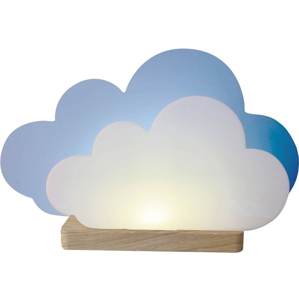 LED-Tischleuchte Wölkchen, blau, Holz, 3000 K, dimmbar