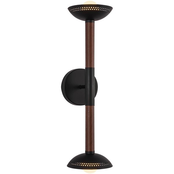 LED-Wandlampe Arden schwarz matt Höhe 57cm 2-flg. Metall dim