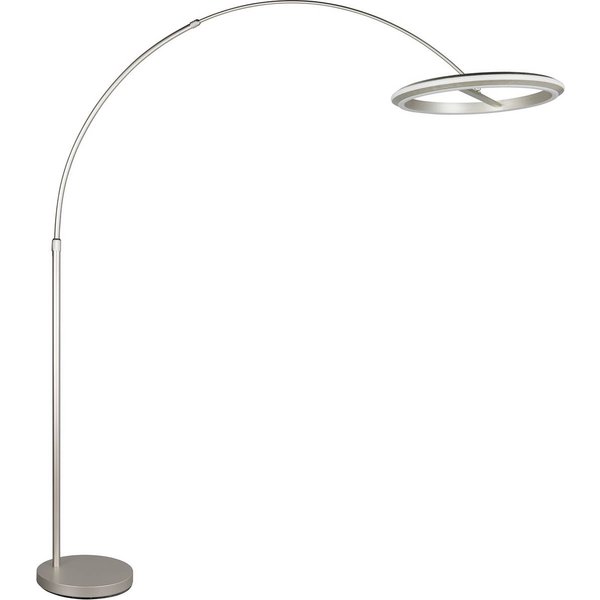 LED-Bogen-Stehlampe Amador, nickelfarben, Höhe 205 cm Metall