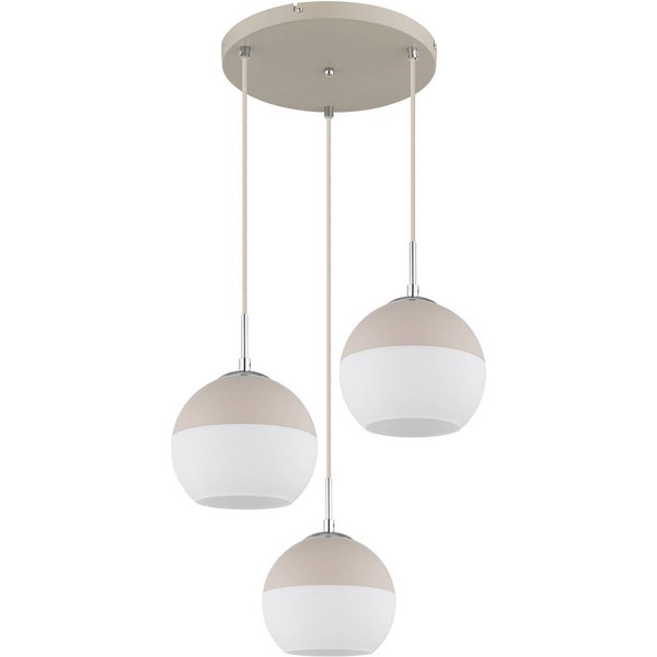 Hängeleuchte Ragusa, Ø 42 cm sand/weiß, Metall/Glas, 3-flg.