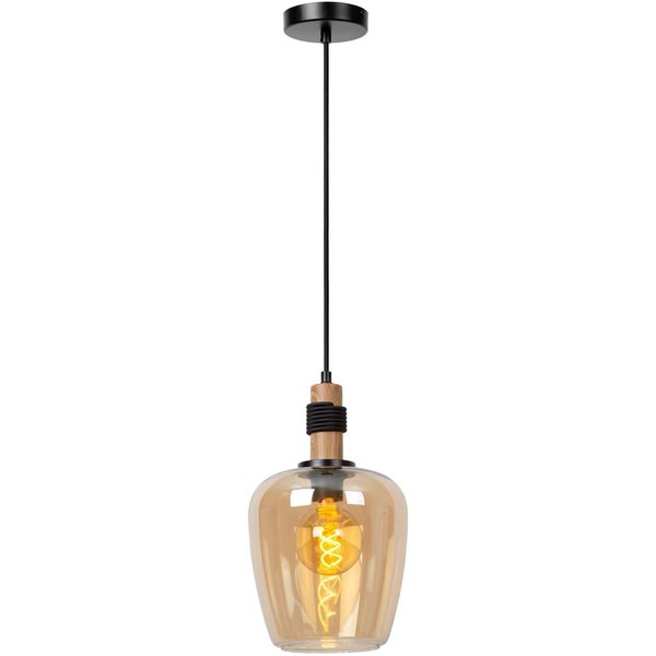 Pendelleuchte Ilona, Glas, Ø 22 cm, schwarz/amber, 1-flammig