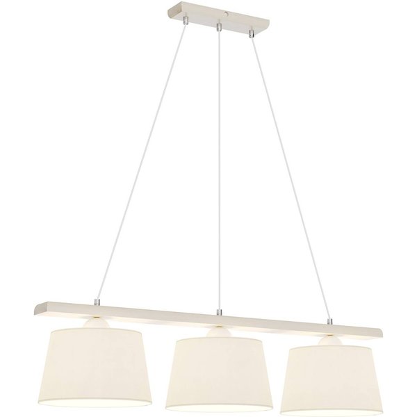 Hängelampe Sweden, altweiß/weiß, Textil, Holz, 3-flammig