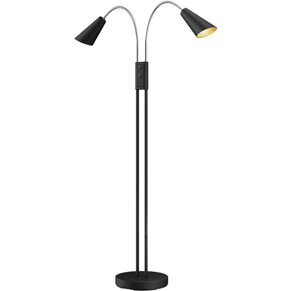 Lucande Stehlampe Medira, schwarz, 2-flg., verstellbar, GU10