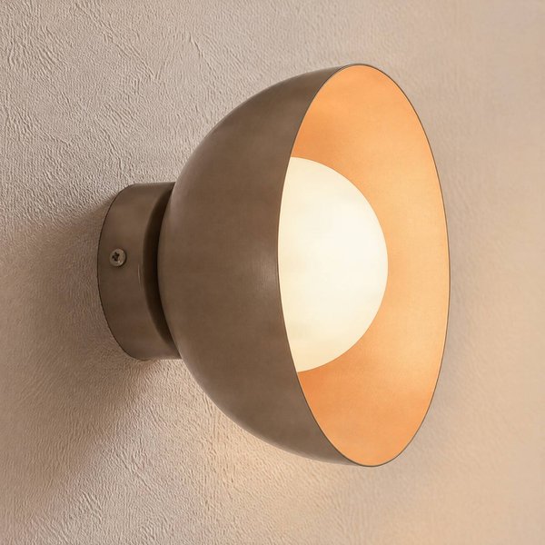 Wandleuchte Bibi K1, beige, Stahl/Glas, Ø 18 cm
