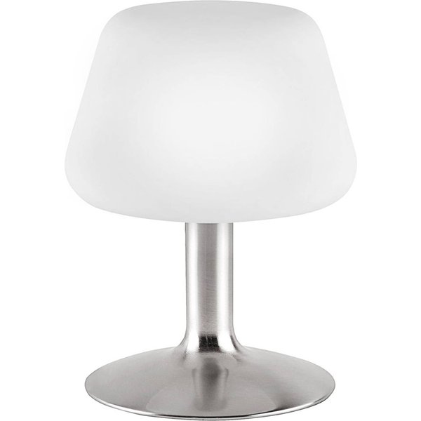 Paul Neuhaus Tischleuchte Till, stahlfarben, Glas, dimmbar