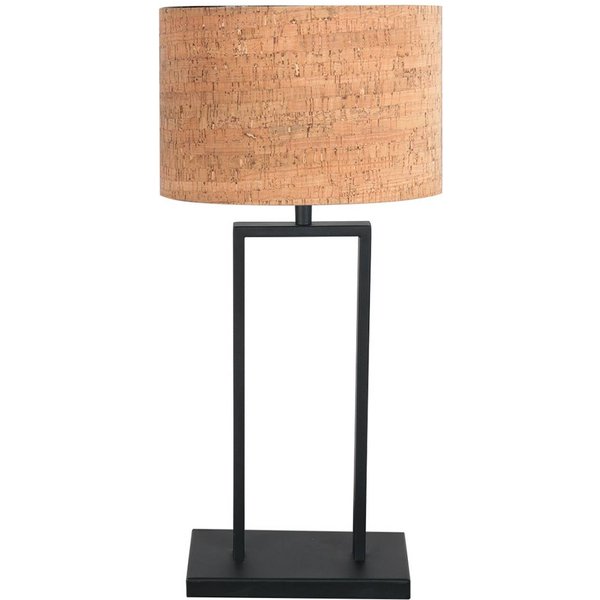 Tischleuchte Stang 4364ZW, schwarz/Kork braun, Höhe 55 cm
