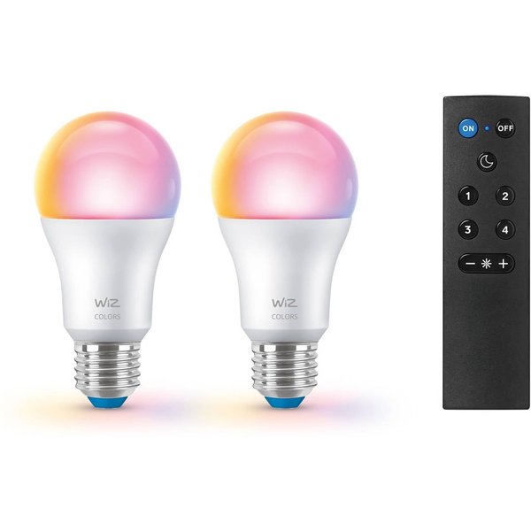 WiZ A60 LED matt WiFi E27 8,5W RGBW Remote 2er-Set