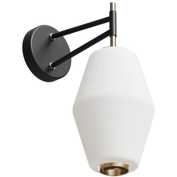 Northern Wandlampe Dahl, weiß/schwarz, Glas, Stecker, E27