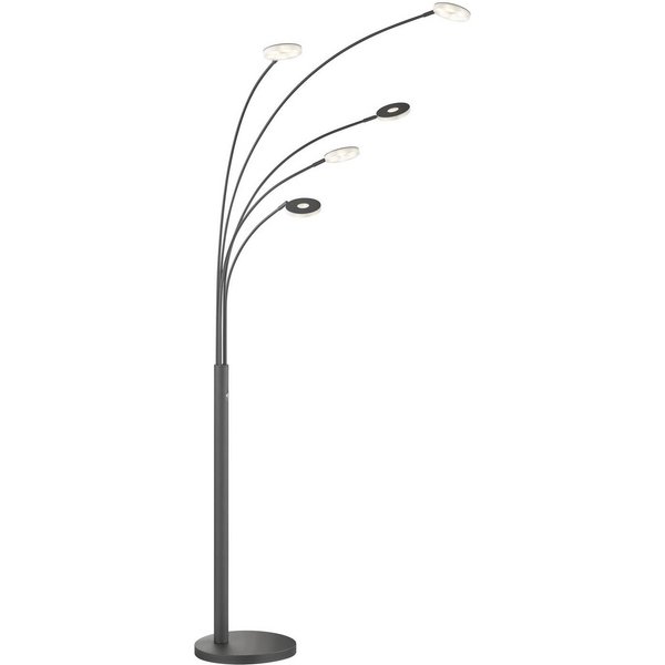 LED-Stehleuchte Dent, schwarz, 225 cm, Metall, CCT, 5-flg.