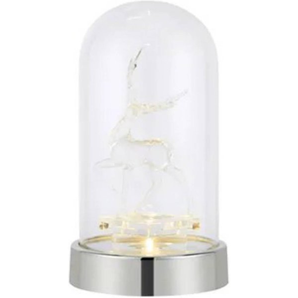 LED-Dekoleuchte Isla, chrom/klar, Rentier, Höhe 20 cm
