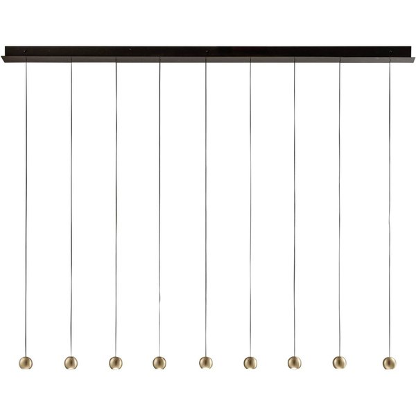 LED-Hängeleuchte Magnetic, linear, 9-flg., gold
