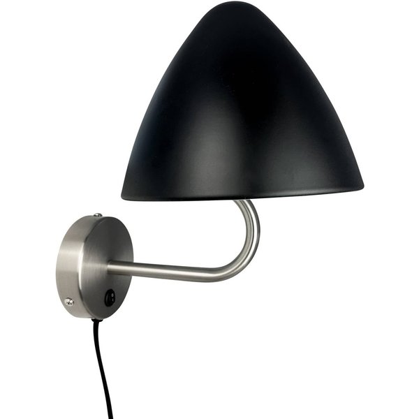 Dyberg Larsen Wandlampe Oulu, schwarz/stahl, Ø 20,3 cm