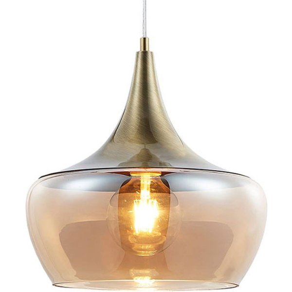 Glas-Pendelleuchte Arola, messing antik