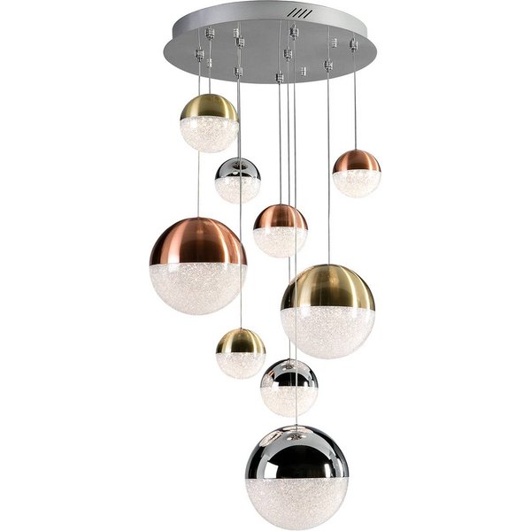 LED-Hängeleuchte Sphere, 9-fl., dimmbar, Ø 50 cm, multicolor