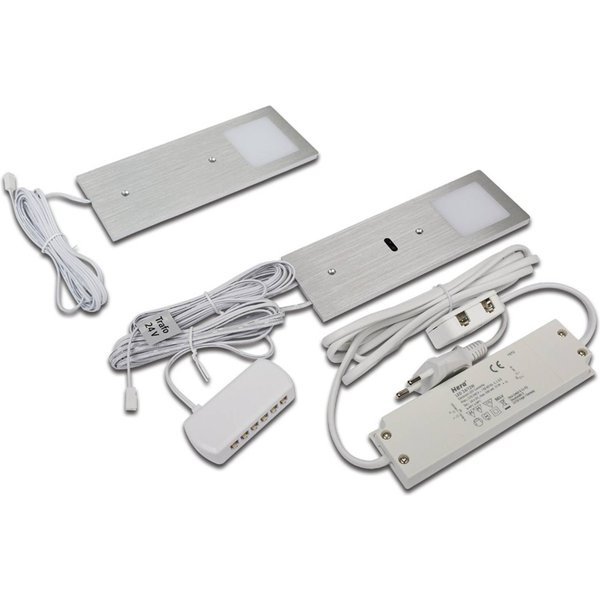 LED-Unterbaulampe Eco-Pad F 2x-Set 4.000K alu