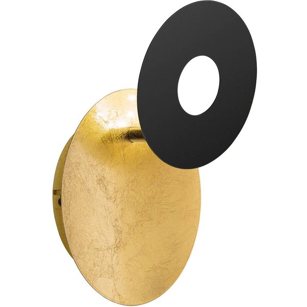 LED-Wandleuchte Hennes, Ø 18cm, gold/schwarz