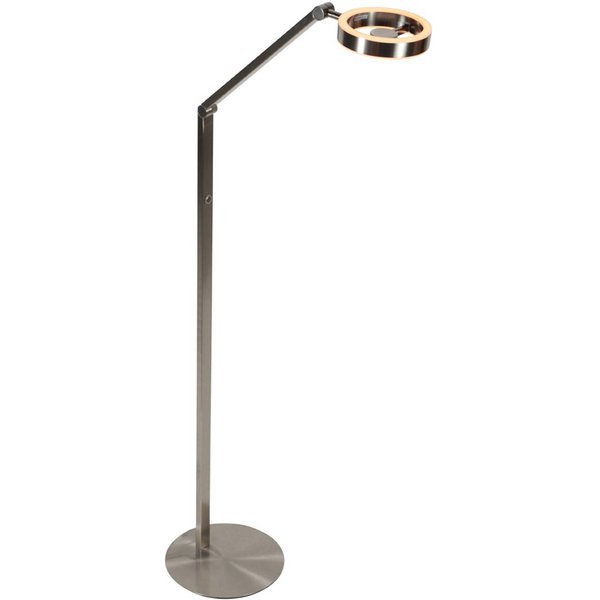 LED-Stehleuchte Ringlux stahlfarben, Metall, 2.700 K, Dimmer