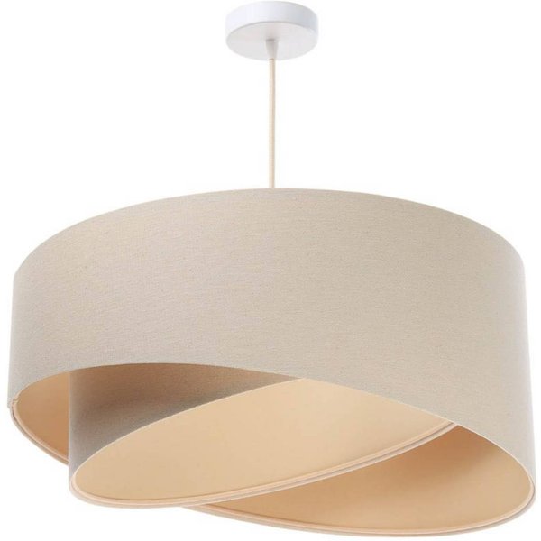 Hängeleuchte Boho, creme/beige, Ø 50 cm, Höhe 23 cm, Leinen