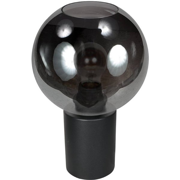 Tischlampe Bloeba, schwarz/rauchgrau, Ø 20 cm, Glas Kugel