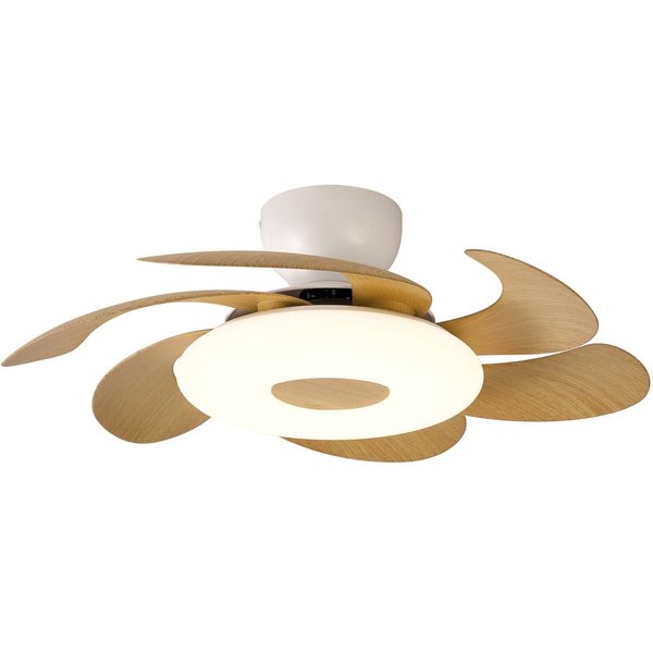 LED-Deckenventilator Flower holz DC-Motor leise Ø 79 cm CCT
