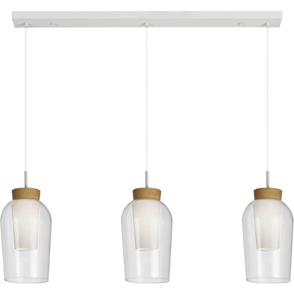 Hängeleuchte Nora, weiß, transparent, 3-flammig Balken, Glas