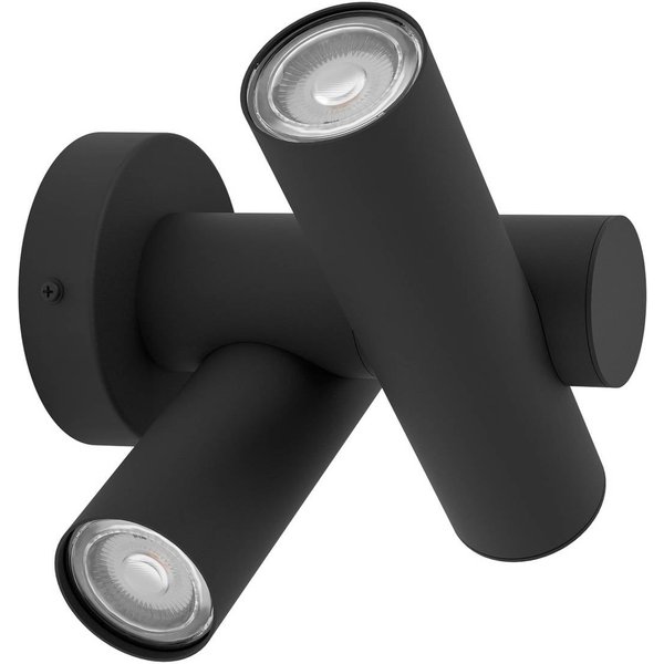 LED-Wandlampe Fossignano, Höhe 25 cm, schwarz, Metall 2-flg.