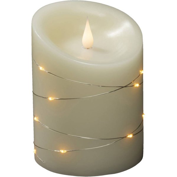 LED-Wachskerze creme Lichtfarbe Bernstein Höhe14cm